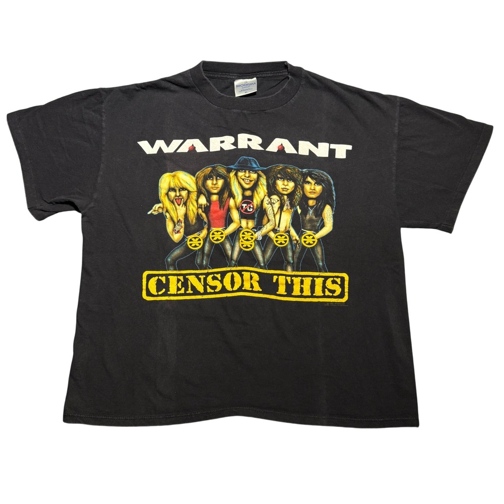 Vintage 1990 Warrant Censor This Band T-Shirt Brockum L/XL Black